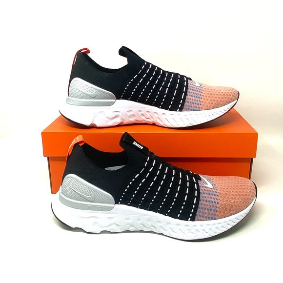 Nike React Phantom Run FK2 Black Orange White Sneaker Men's Size DQ7647 001 - Picture 8 of 12